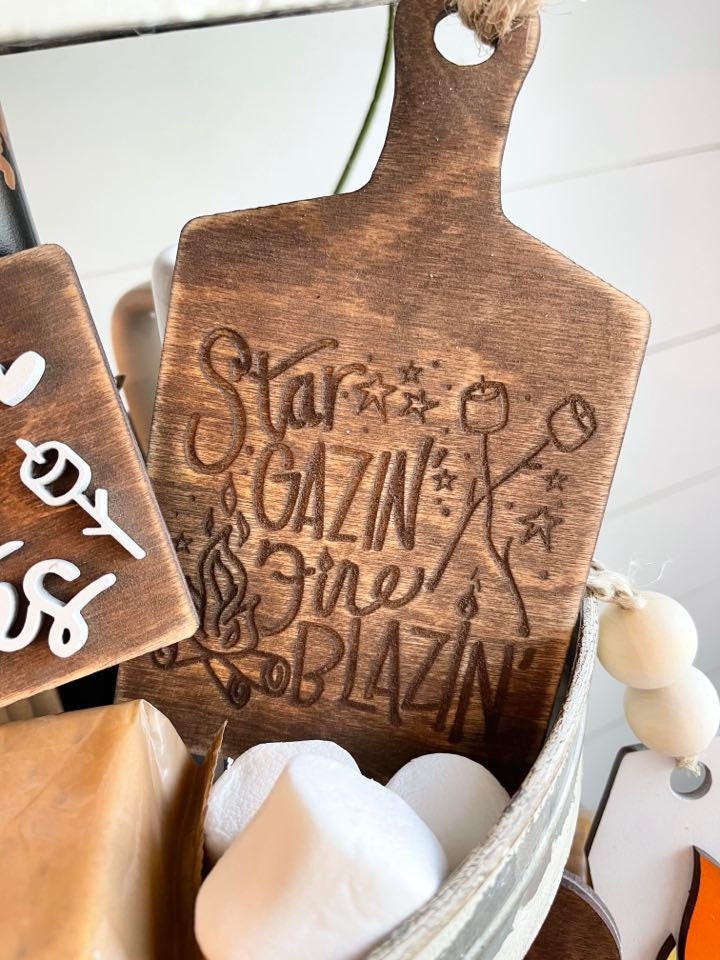S'more Station Tiered Tray Set - S'more Love Decor - S'more Mini 3D Signs - S'more Tiered Tray Signs - Marshmallow Mug Sign - Campfire Decor