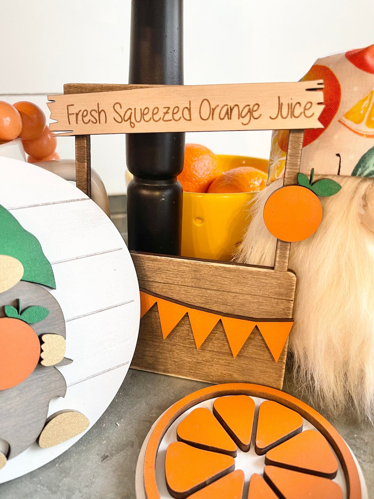 Orange Tiered Tray Signs - Orange Themed Tiered Tray - Squeeze the day signs - Florida Tiered Tray - Summer Tiered Tray