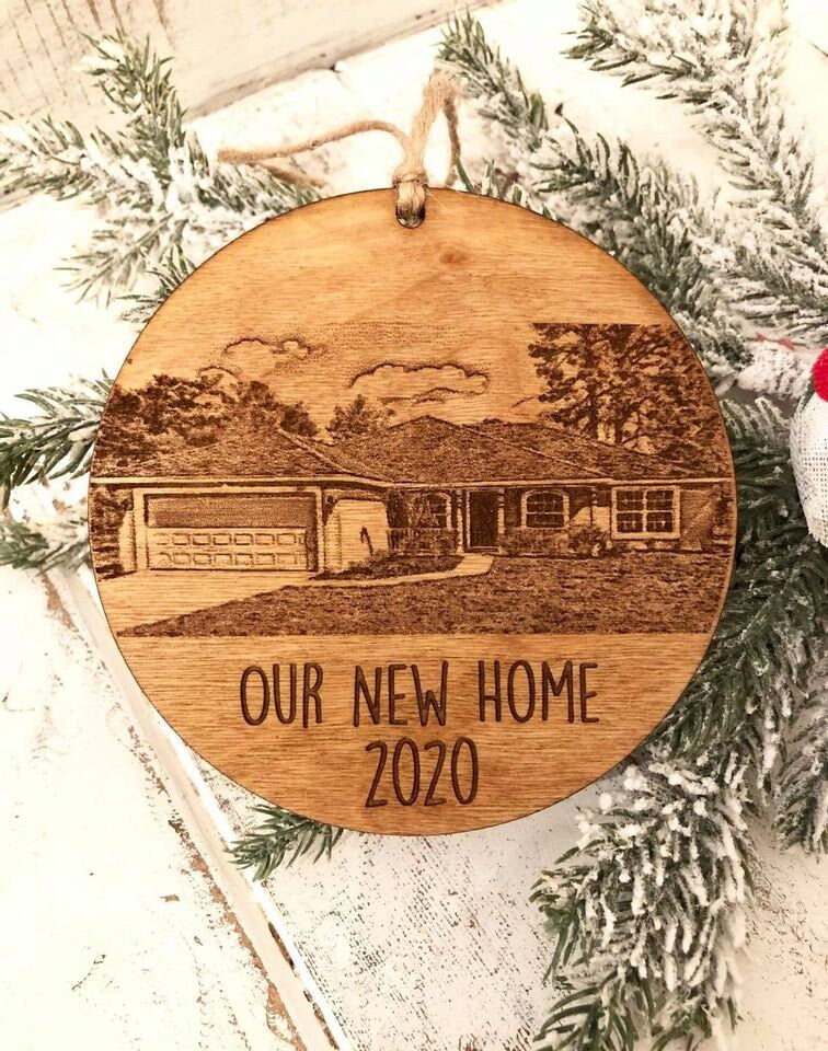 Our New Home - Engraved Photo Portrait of new home Christmas Ornament - Home Portrait Ornament - First Home Ornament - New Home Ornament