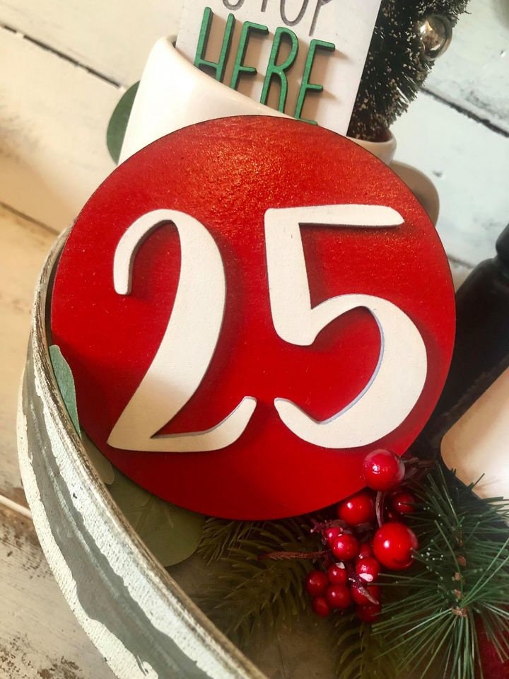 Classic Santa Tiered Tray Decor - Santa Tiered Tray - Letters to Santa - 3D  Tiered Tray Signs - Santa Stop Here - Wood Tiered Tray Signs