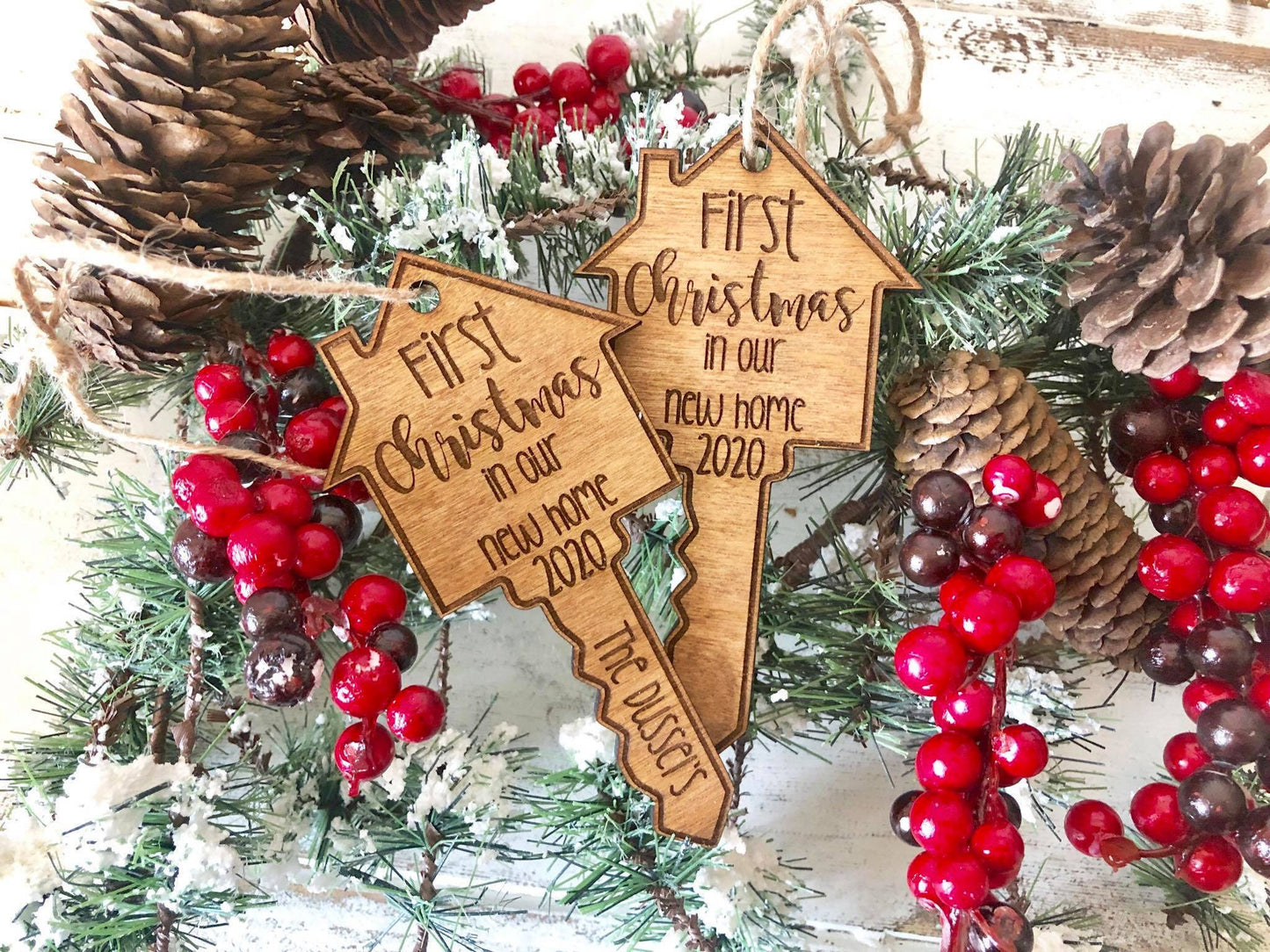 First Christmas in our new home personalized key shaped ornaments - New home ornaments - Just moved Christmas Ornaments 2020 Christmas