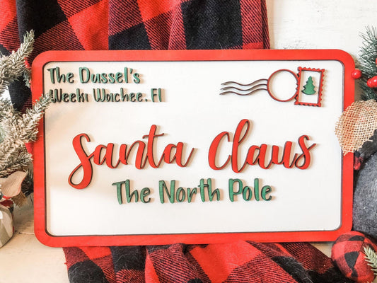 Letters to Santa Claus - Personalized Family Name Letter to Santa Sign - Christmas Signs - Santa Claus Post Card - Farmhouse Santa Decor