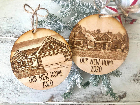 Our New Home - Engraved Photo Portrait of new home Christmas Ornament - Home Portrait Ornament - First Home Ornament - New Home Ornament