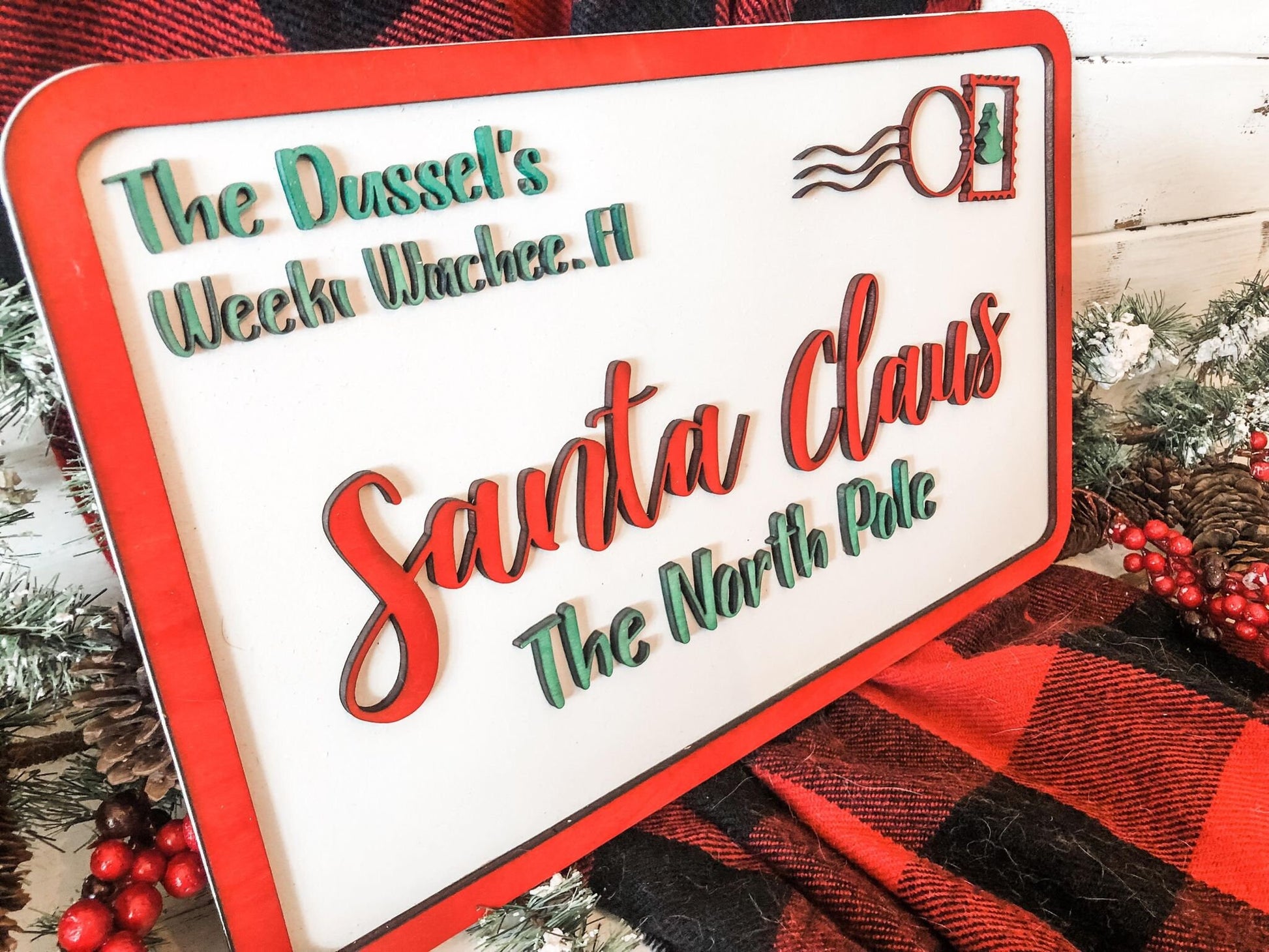 Letters to Santa Claus - Personalized Family Name Letter to Santa Sign - Christmas Signs - Santa Claus Post Card - Farmhouse Santa Decor