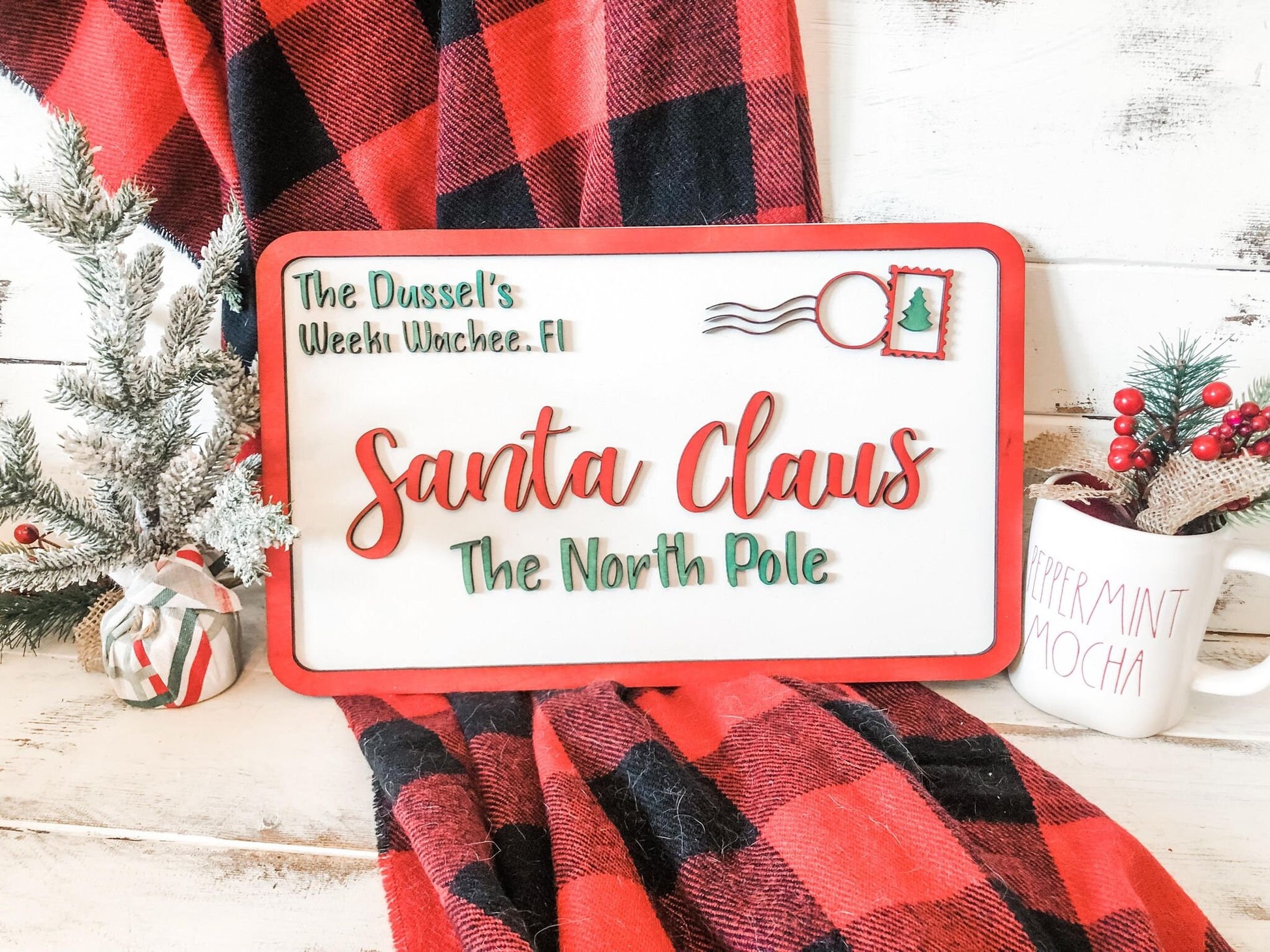 Letters to Santa Claus - Personalized Family Name Letter to Santa Sign - Christmas Signs - Santa Claus Post Card - Farmhouse Santa Decor