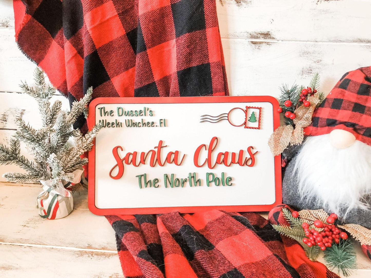 Letters to Santa Claus - Personalized Family Name Letter to Santa Sign - Christmas Signs - Santa Claus Post Card - Farmhouse Santa Decor