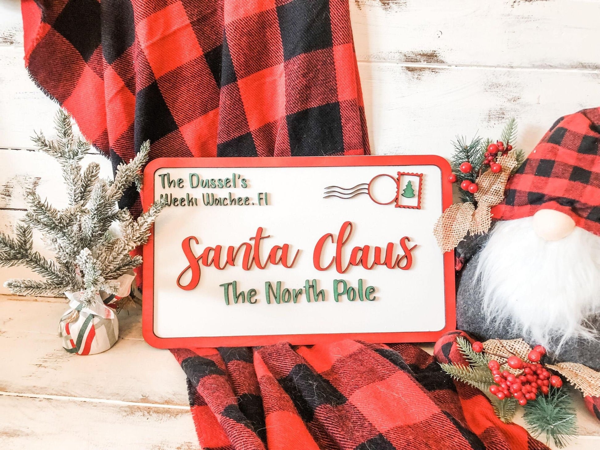 Letters to Santa Claus - Personalized Family Name Letter to Santa Sign - Christmas Signs - Santa Claus Post Card - Farmhouse Santa Decor