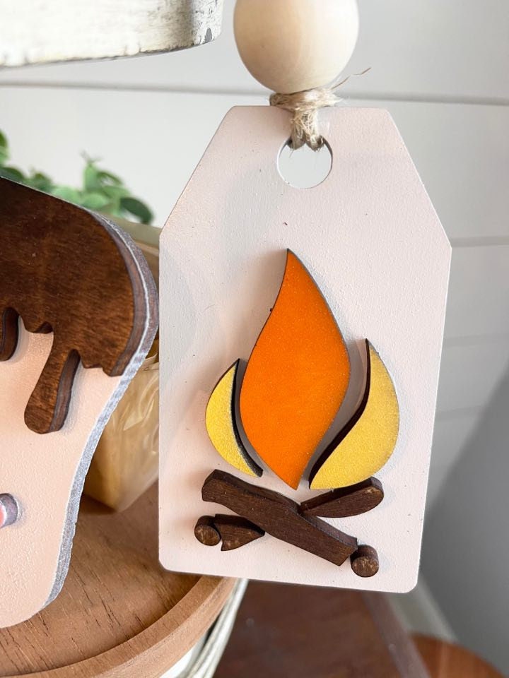 S'more Station Tiered Tray Set - S'more Love Decor - S'more Mini 3D Signs - S'more Tiered Tray Signs - Marshmallow Mug Sign - Campfire Decor