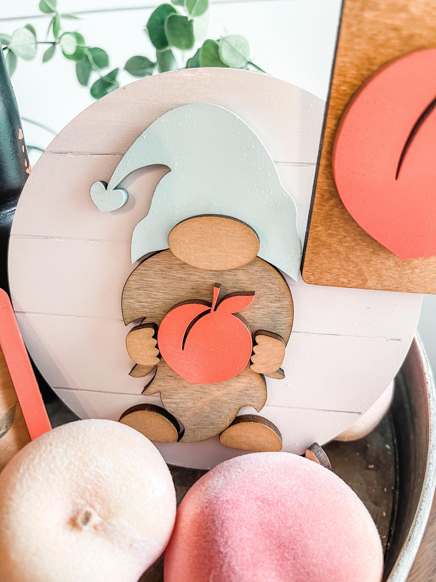 Farm Fresh Peaches - Peach Tiered Tray Decor - Life is Peachy Peach Tiered Tray Signs - 3D Peach Decor Signs - Peach Party Decorations