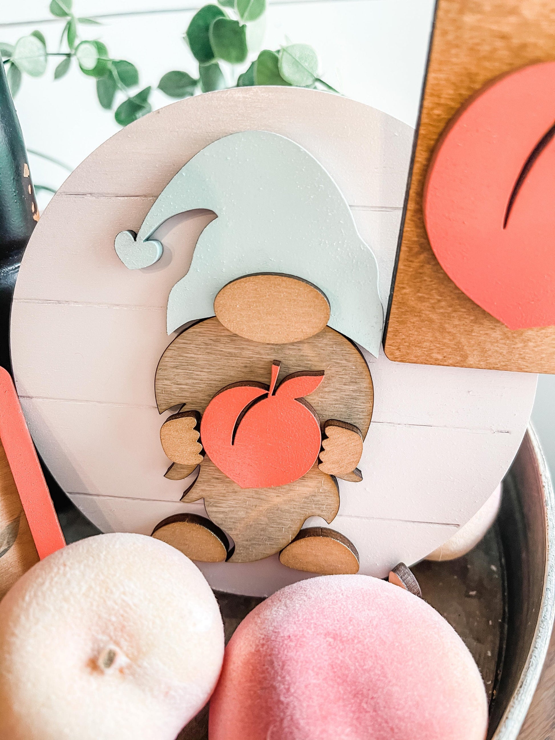 Farm Fresh Peaches - Peach Tiered Tray Decor - Life is Peachy Peach Tiered Tray Signs - 3D Peach Decor Signs - Peach Party Decorations