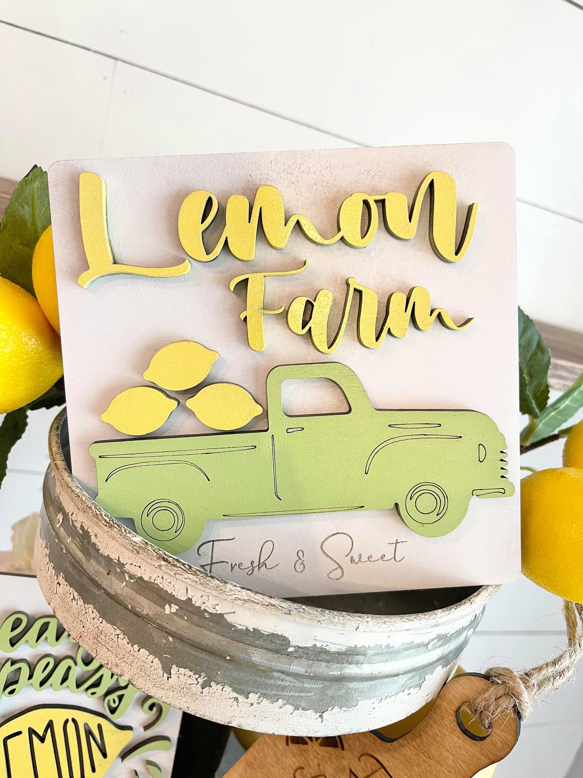 Lemon Tiered Tray Signs, Lemon Decor, Lemon 3D Mini Signs, Lemon Farm Decor - Lemon Quotes signs, Farmhouse Lemons, Tiered Tray Signs