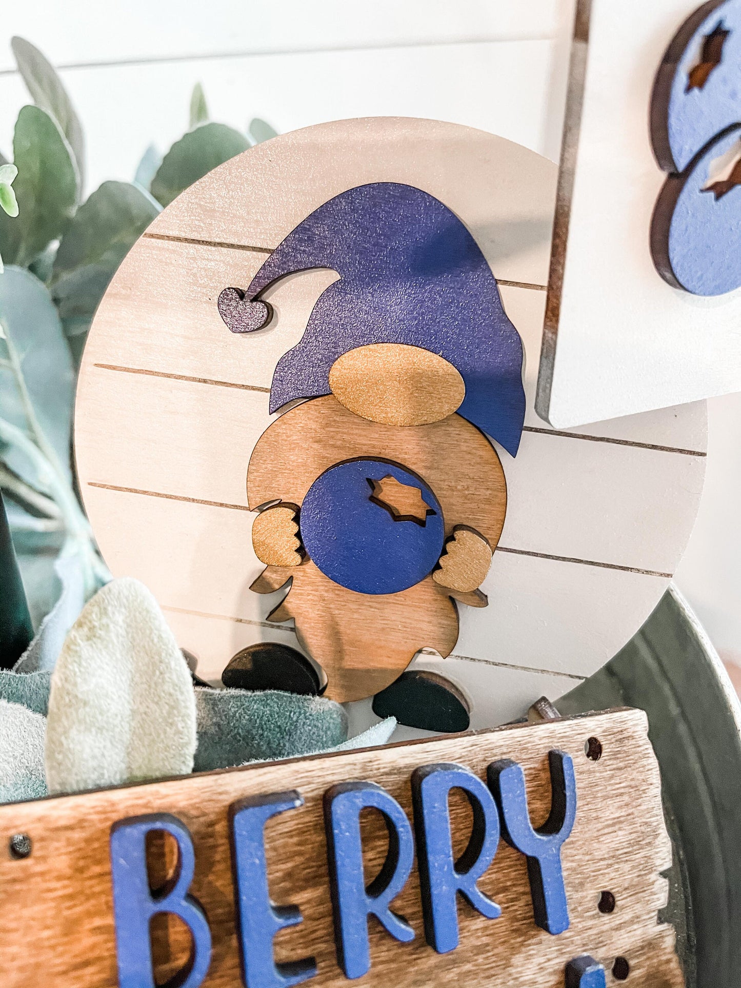 Farm Fresh Blueberries Tiered Tray - Farmhouse Blueberry Tiered Tray Signs - Blueberry Decor - Summer Tiered Trays - Fruit Tiered Tray Decor