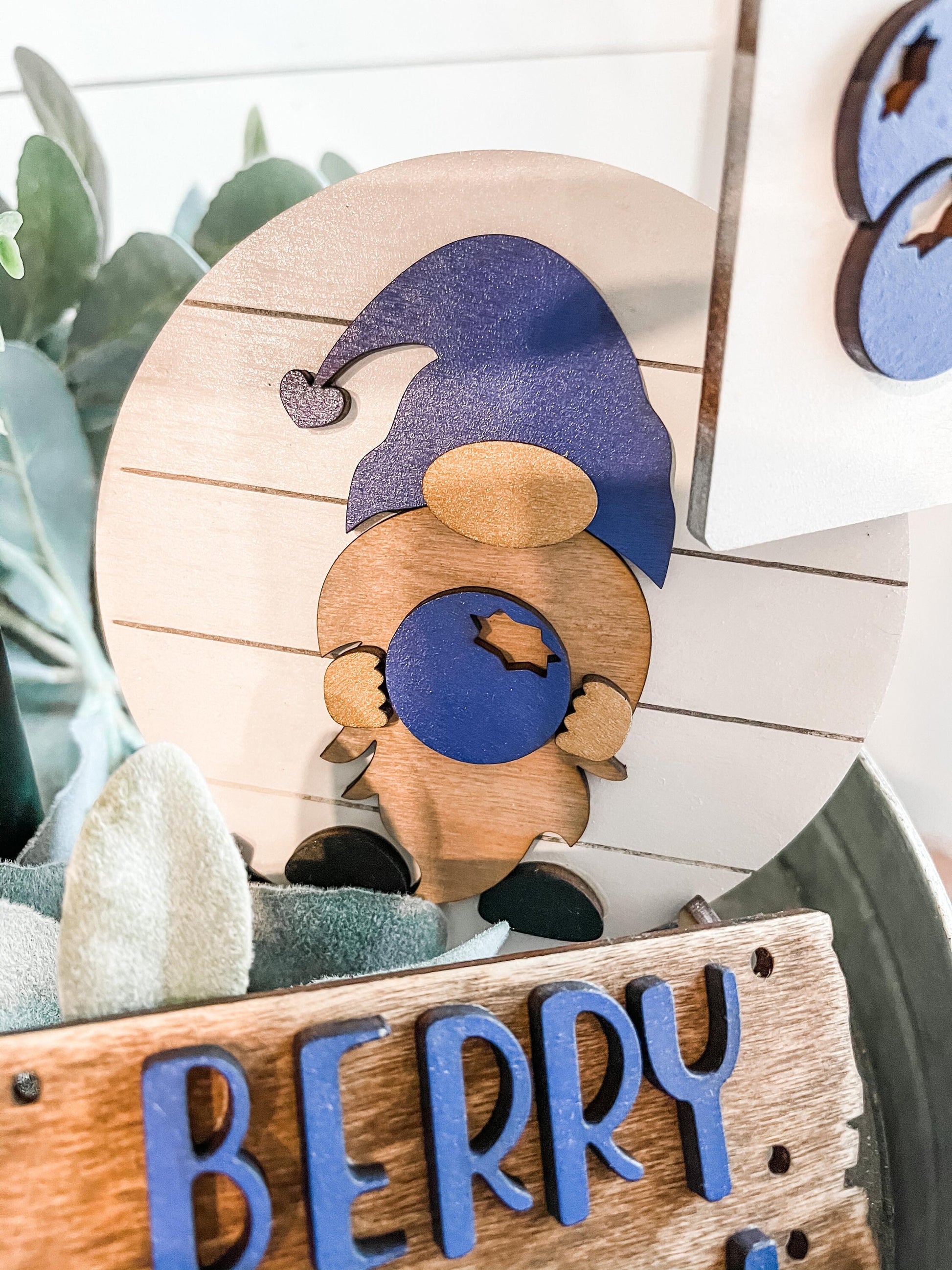 Farm Fresh Blueberries Tiered Tray - Farmhouse Blueberry Tiered Tray Signs - Blueberry Decor - Summer Tiered Trays - Fruit Tiered Tray Decor