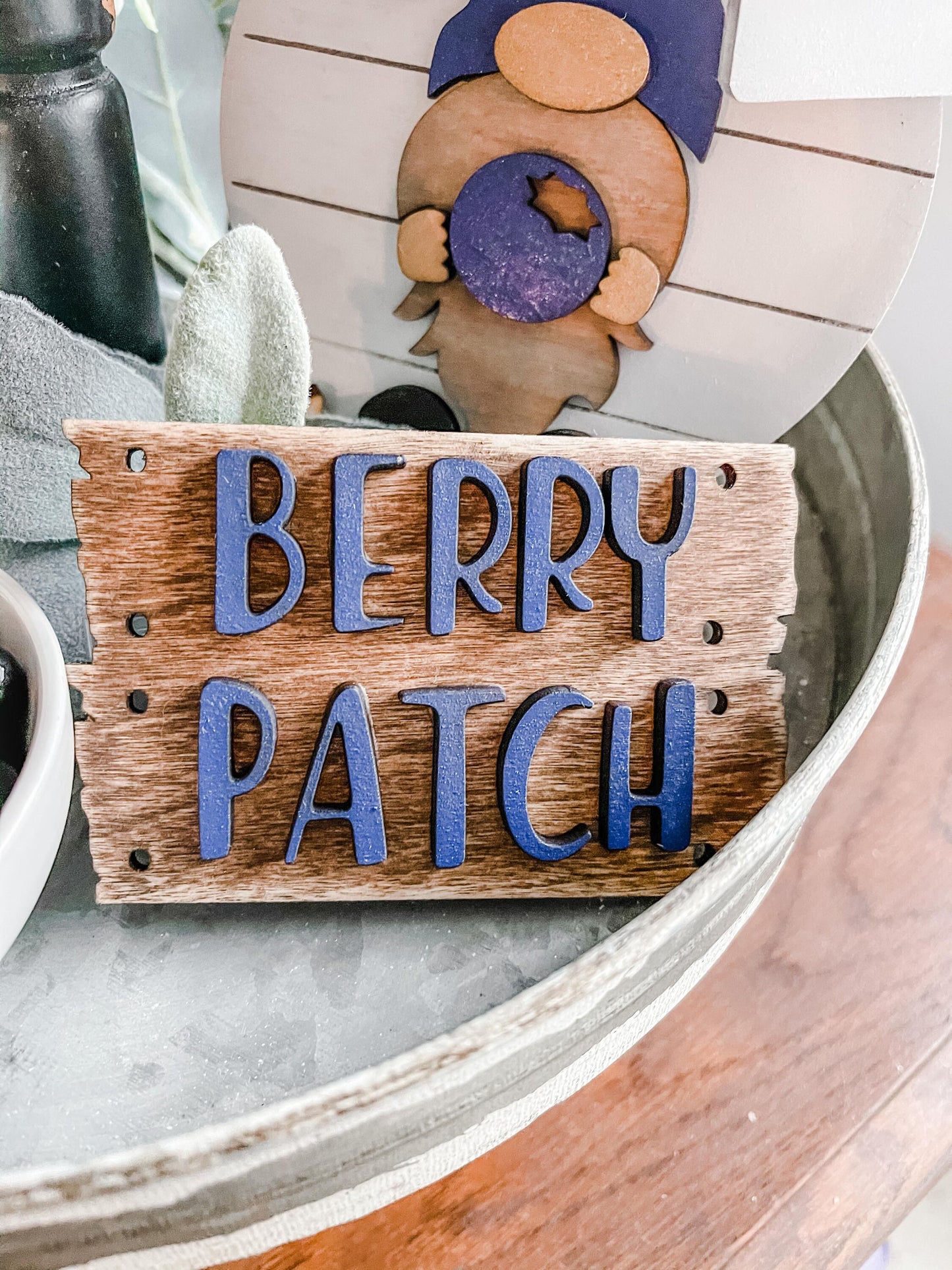 Farm Fresh Blueberries Tiered Tray - Farmhouse Blueberry Tiered Tray Signs - Blueberry Decor - Summer Tiered Trays - Fruit Tiered Tray Decor