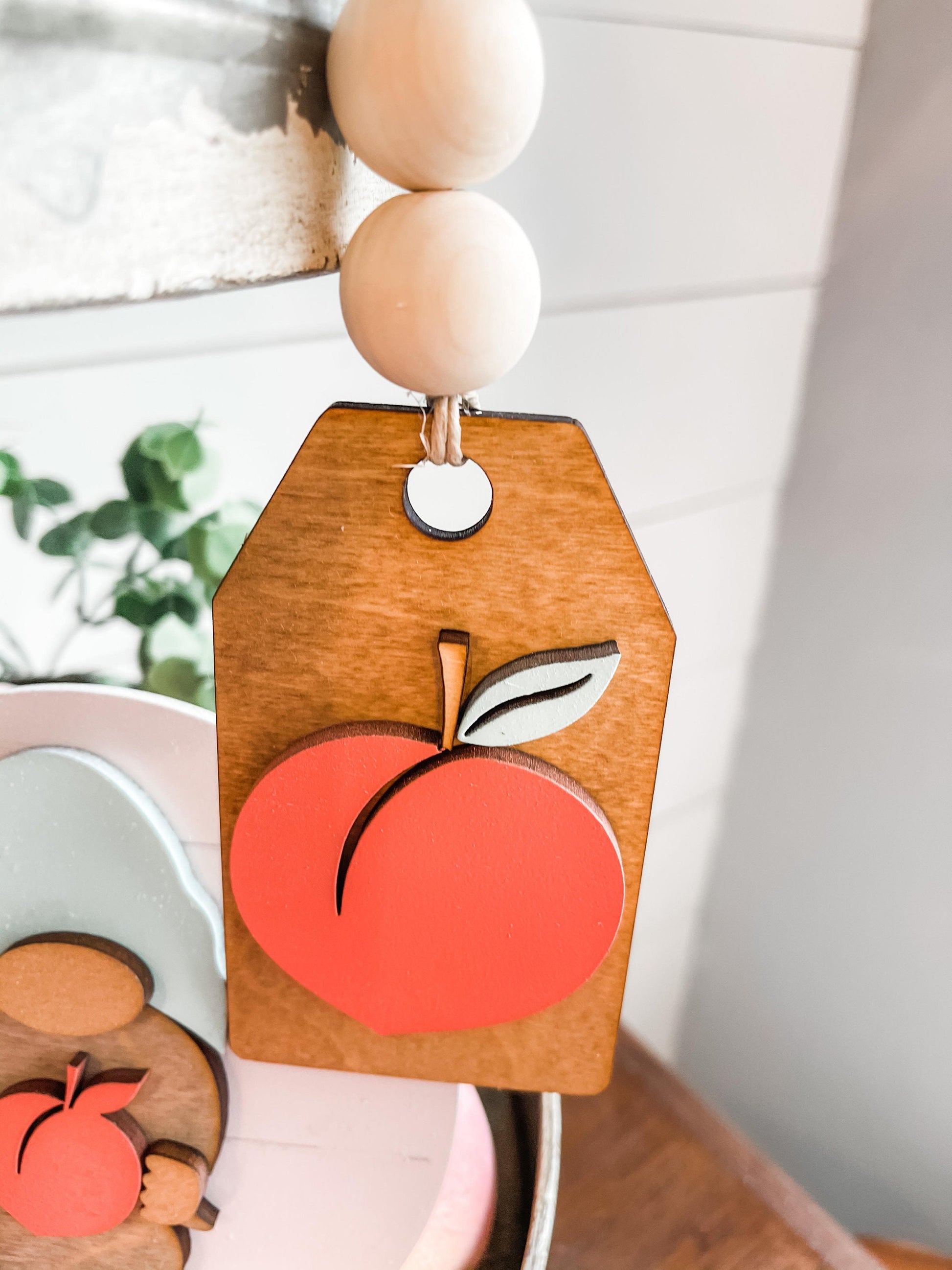 Farm Fresh Peaches - Peach Tiered Tray Decor - Life is Peachy Peach Tiered Tray Signs - 3D Peach Decor Signs - Peach Party Decorations