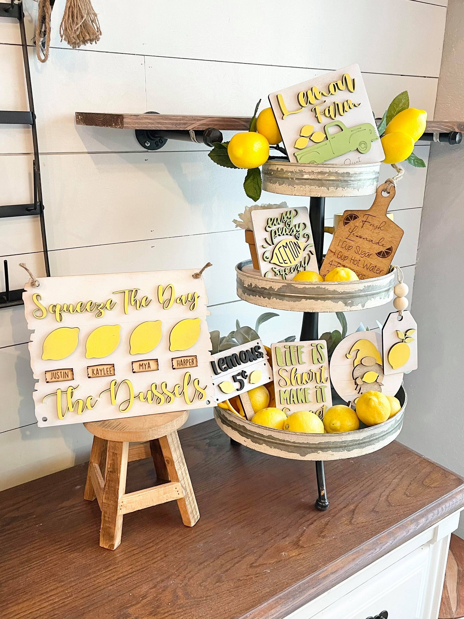 Lemon Tiered Tray Signs, Lemon Decor, Lemon 3D Mini Signs, Lemon Farm Decor - Lemon Quotes signs, Farmhouse Lemons, Tiered Tray Signs