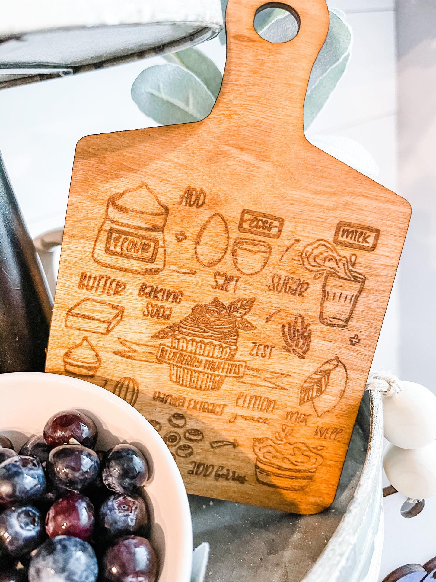 Farm Fresh Blueberries Tiered Tray - Farmhouse Blueberry Tiered Tray Signs - Blueberry Decor - Summer Tiered Trays - Fruit Tiered Tray Decor