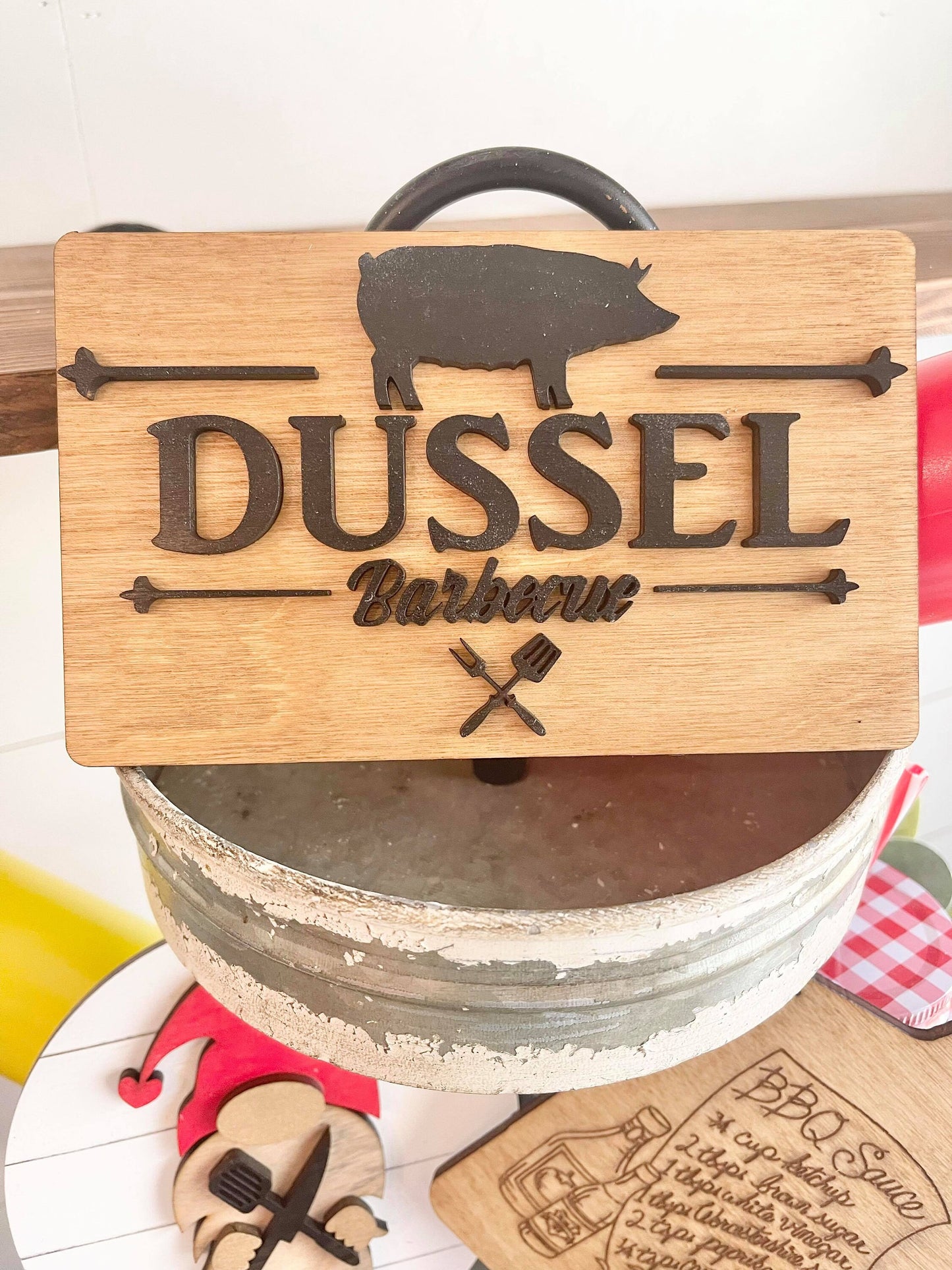 Family BBQ Tiered Tray Set - BBQ Tiered Tray - BBQ Tiered Tray Signs - Personalized Family bbq sign - Summer bbq  tray - bbq party decor