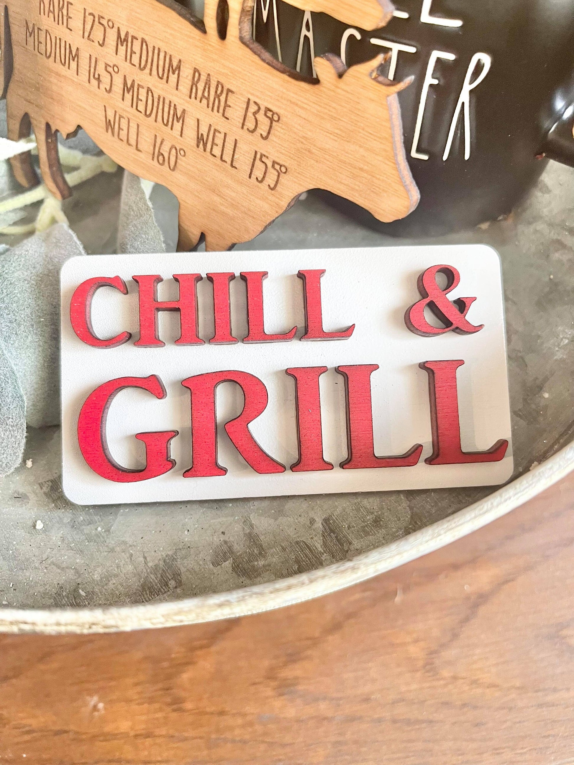 Family BBQ Tiered Tray Set - BBQ Tiered Tray - BBQ Tiered Tray Signs - Personalized Family bbq sign - Summer bbq  tray - bbq party decor