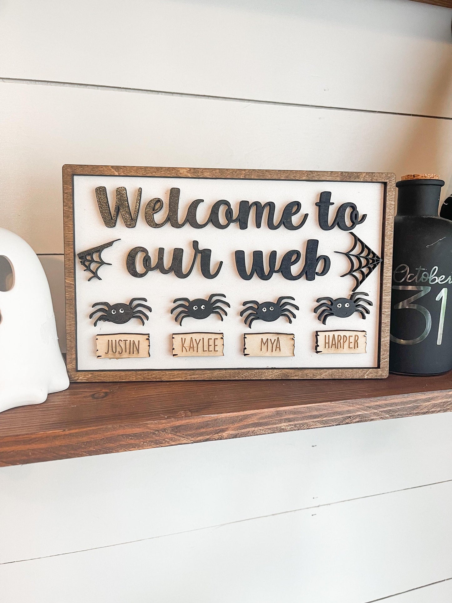 Welcome to our Web - Personalized Spider Family Sign - Personalized Halloween Family Decor - Farmhouse Halloween - Halloween Decor