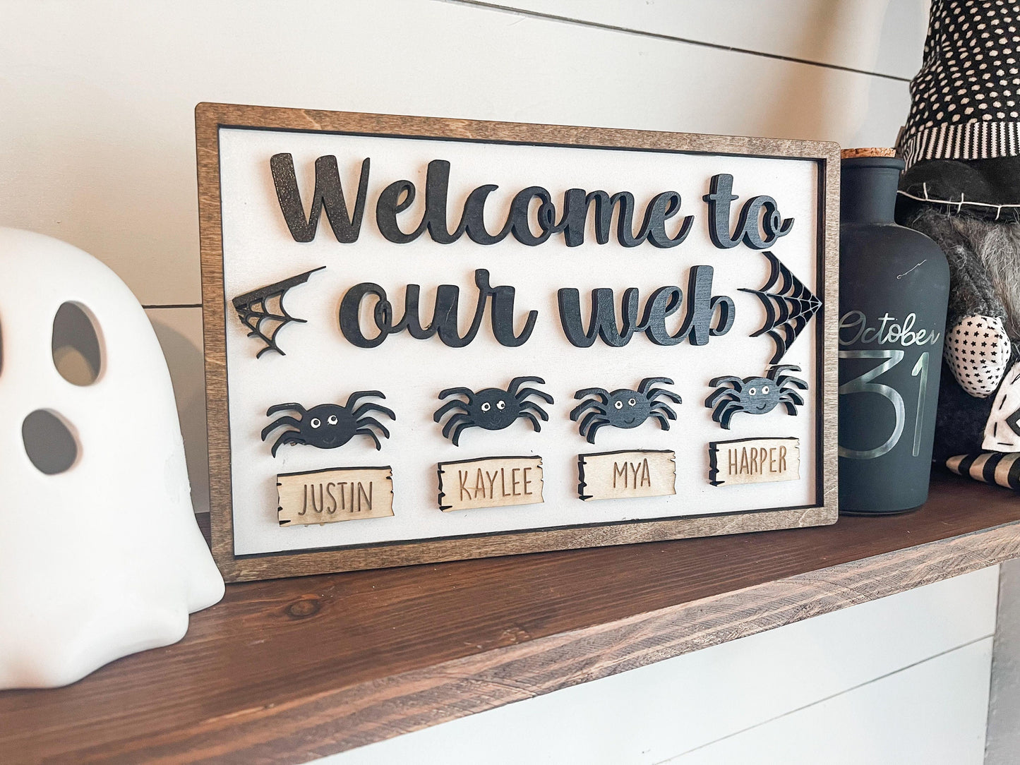 Welcome to our Web - Personalized Spider Family Sign - Personalized Halloween Family Decor - Farmhouse Halloween - Halloween Decor