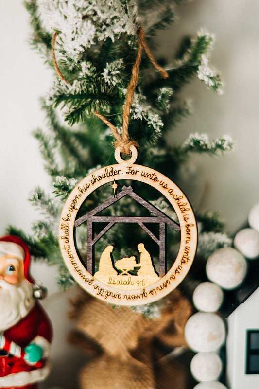 Nativity Ornaments - For unto us a child is born - Nativity Scene Ornament - Christmas Ornaments 2022 - Christ Christmas ornaments 2022