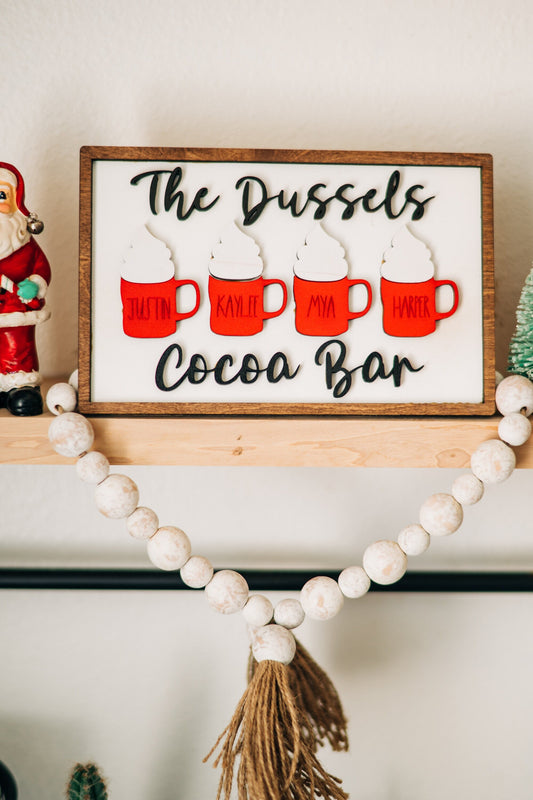 Personalized Cocoa Bar Sign - Cocoa Bar Family Decor - Cocoa Bar Decor - Cocoa Bar Signs - Personalized Cocoa Bar - Farmhouse Cocoa Bar