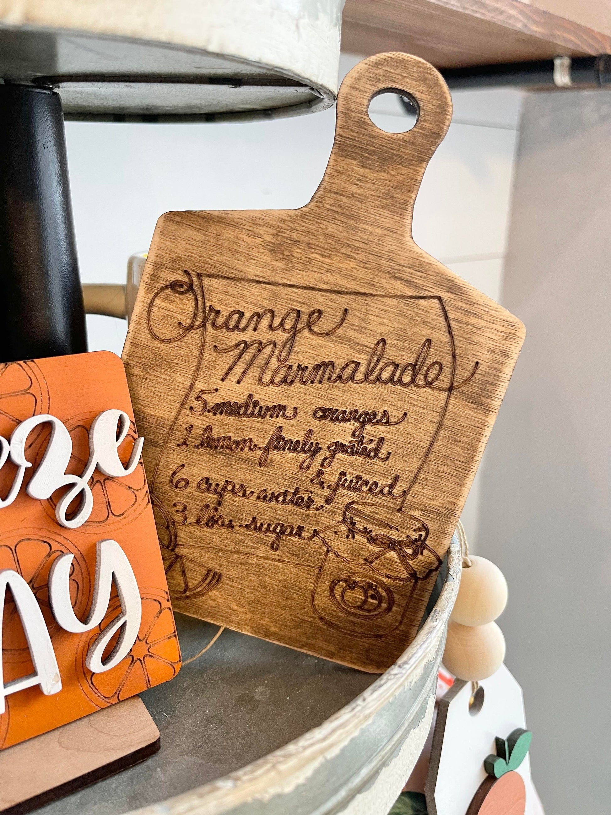 Orange Tiered Tray Signs - Orange Themed Tiered Tray - Squeeze the day signs - Florida Tiered Tray -  Summer Tiered Tray