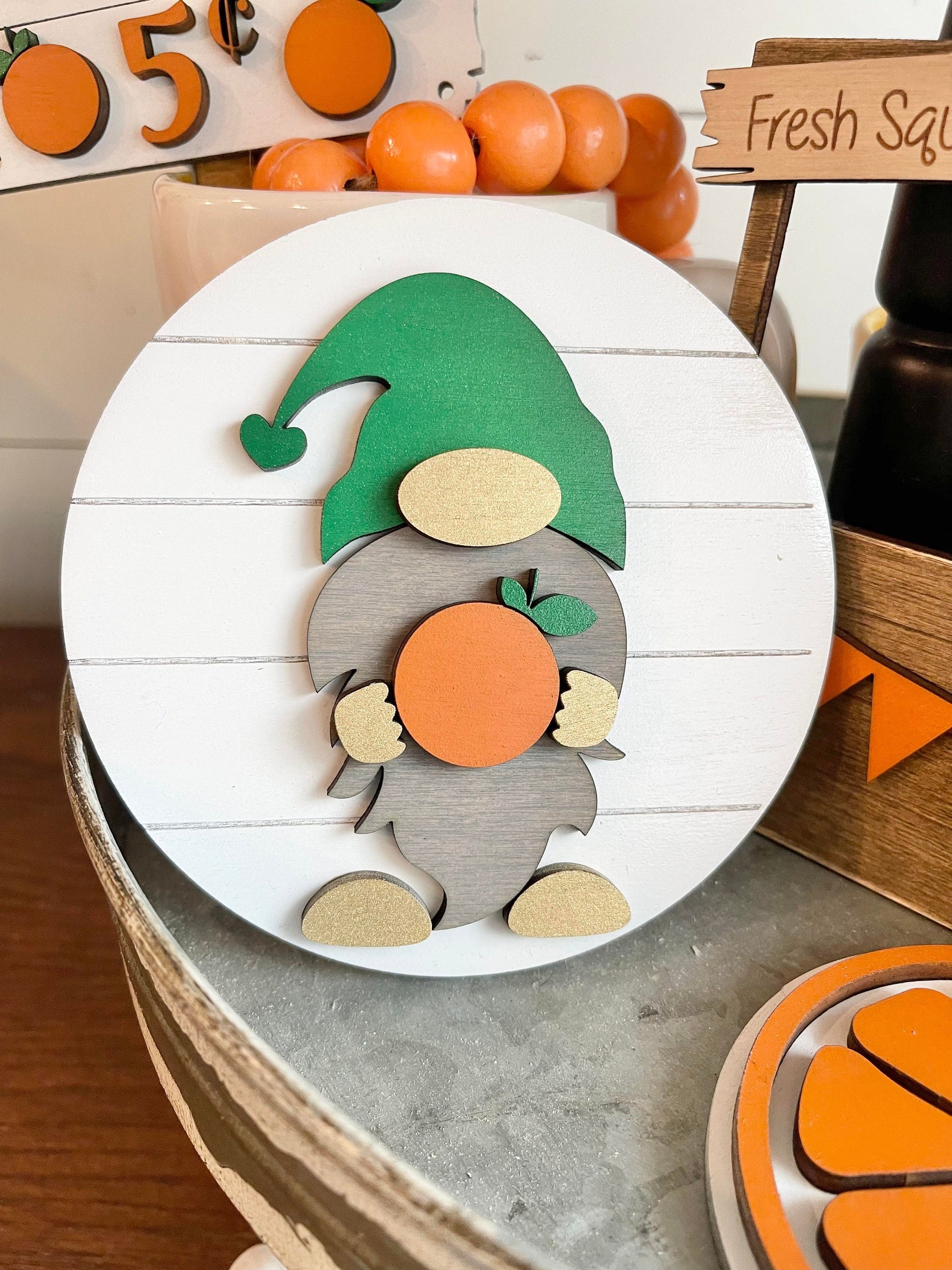Orange Tiered Tray Signs - Orange Themed Tiered Tray - Squeeze the day signs - Florida Tiered Tray -  Summer Tiered Tray