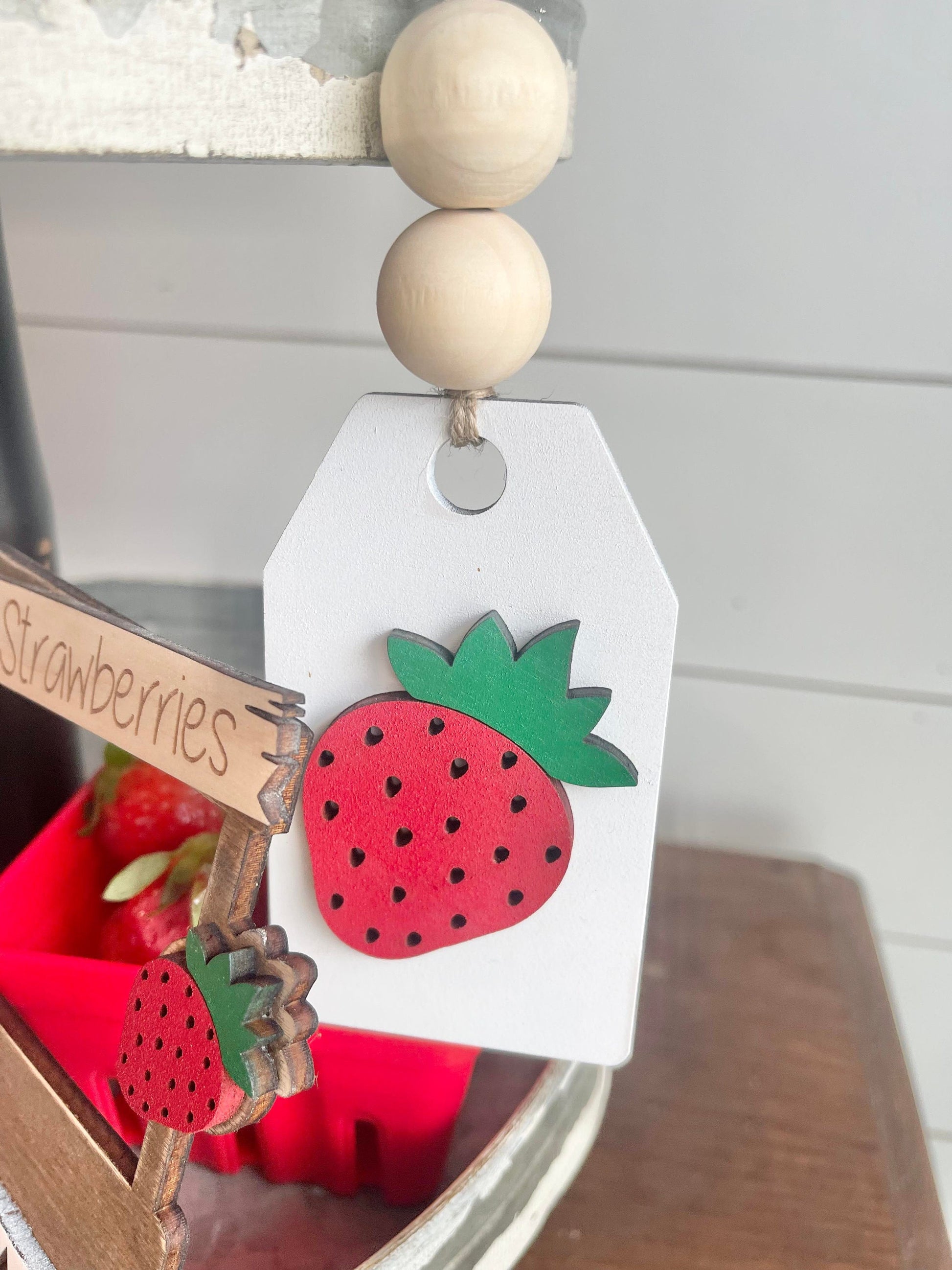 Strawberry Tiered Tray - Strawberry Decor - Strawberry Signs - Farm Fresh Strawberries - Strawberry Party Decorations - Strawberry Stands